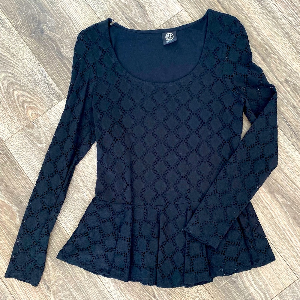 Bobeau Black Peplum Top